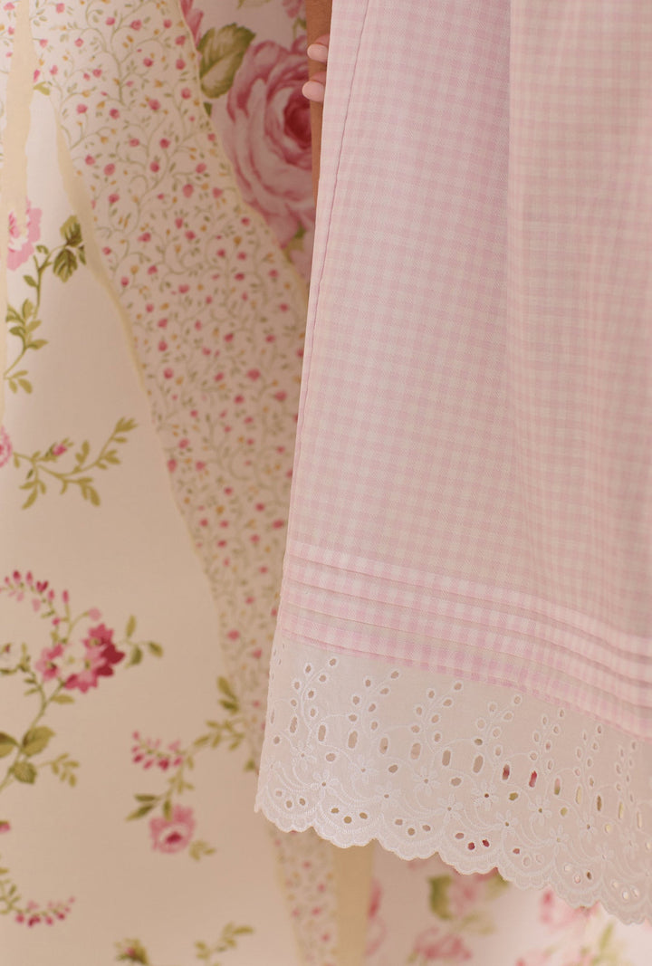 Eileen Wesst Pink Gingham Cotton Lawn Chemise