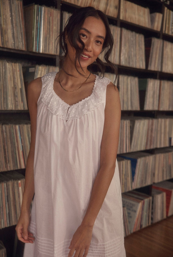Lace Daydream White Cotton Ruffle Chemise