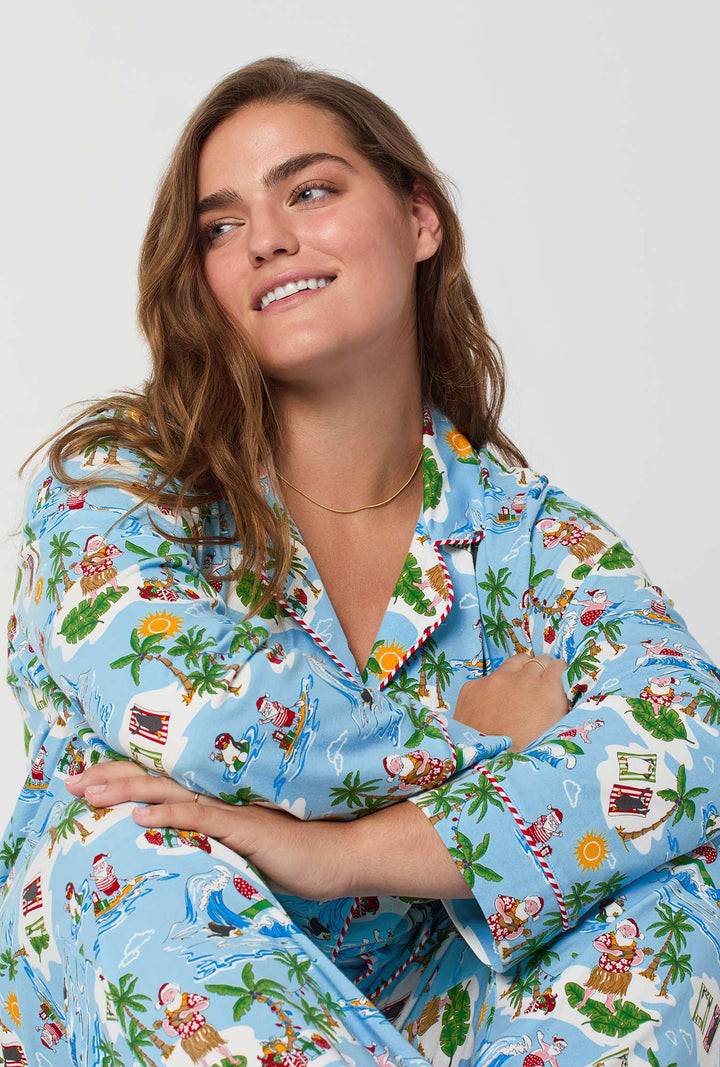 Surfin' Santa Long Sleeve Classic Stretch Jersey Pj Set