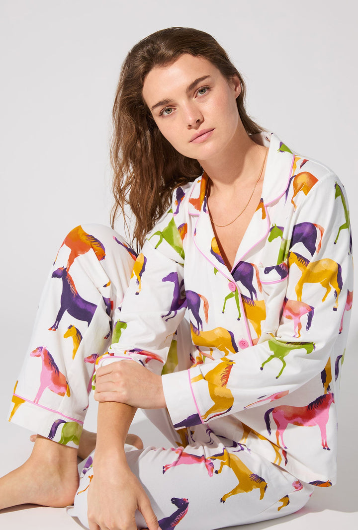 Equestrian Parade Long Sleeve Classic Stretch Jersey PJ Set