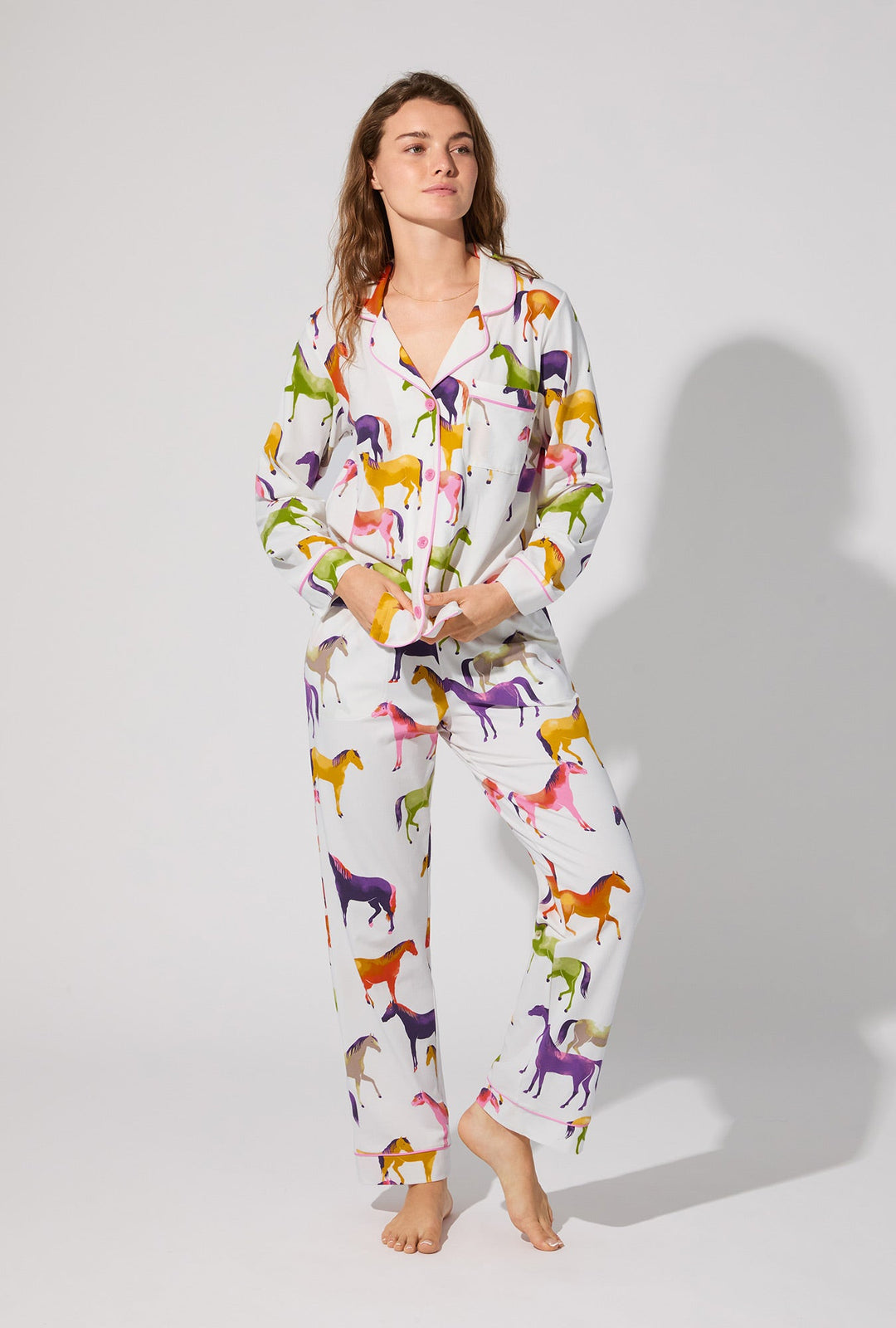Equestrian Parade Long Sleeve Classic Stretch Jersey PJ Set