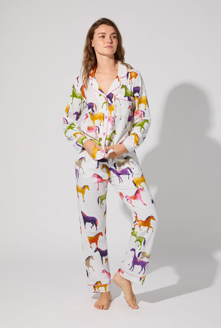 Equestrian Parade Long Sleeve Classic Stretch Jersey PJ Set
