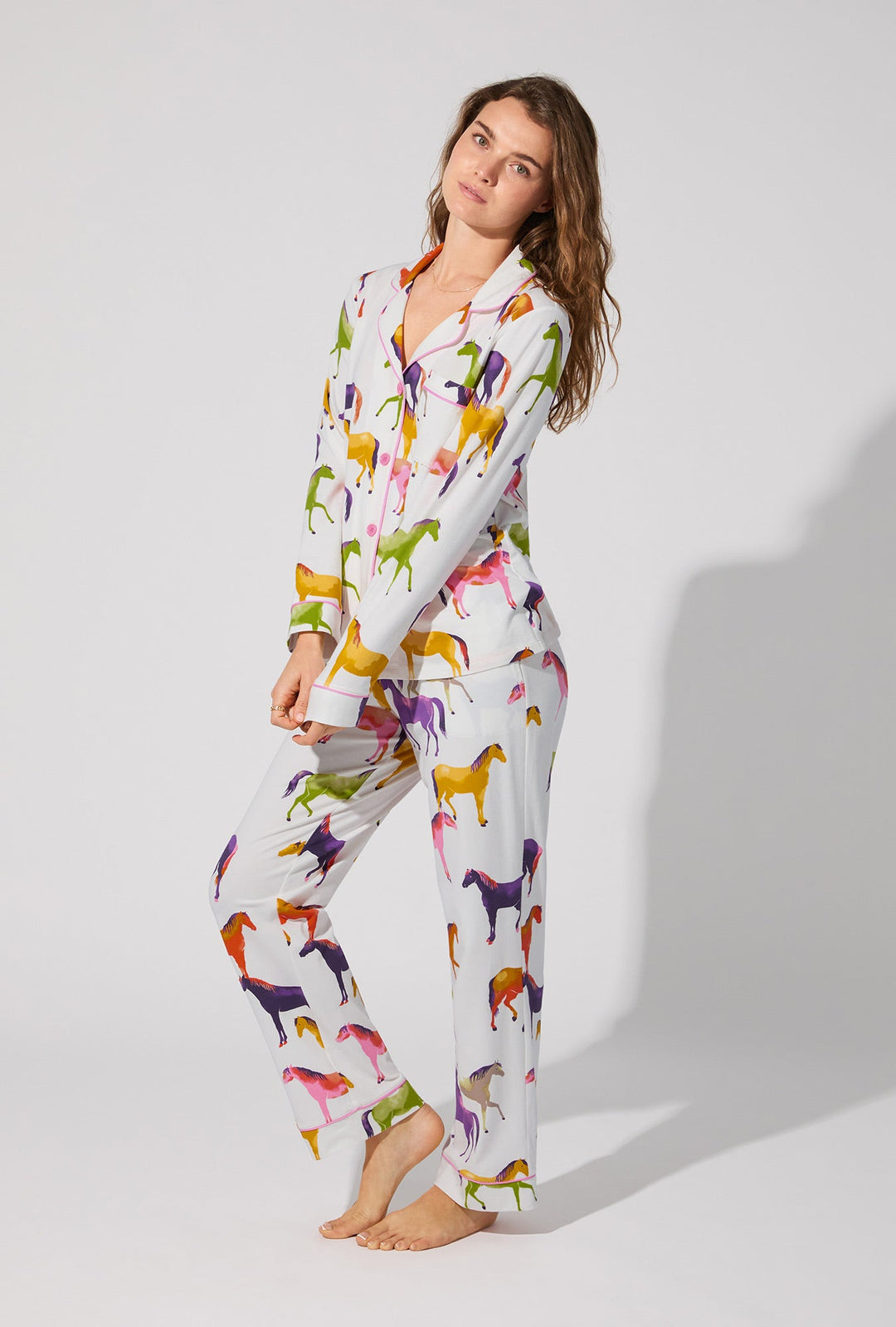 Equestrian Parade Long Sleeve Classic Stretch Jersey PJ Set