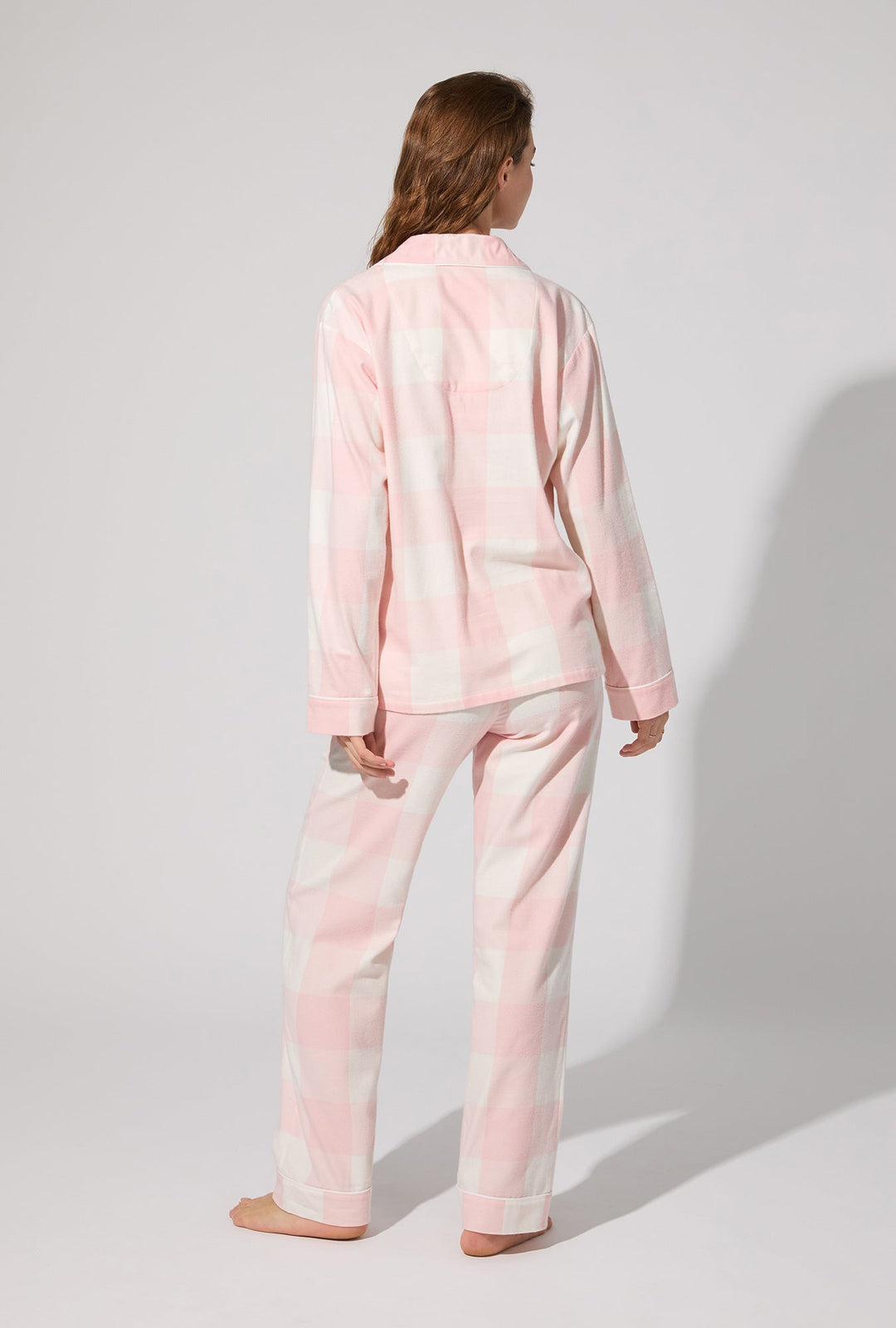 Checking In Long Sleeve Classic Woven Portuguese Flannel Twill PJ Set
