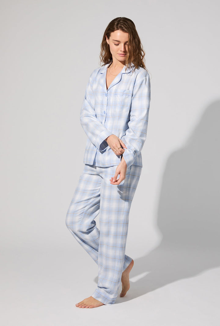 Blue Mountain Plaid Long Sleeve Classic Woven Portuguese Flannel PJ Set