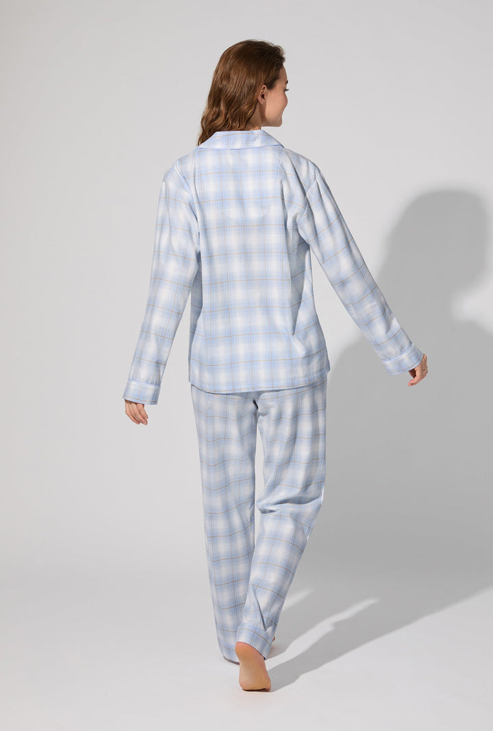 Blue Mountain Plaid Long Sleeve Classic Woven Portuguese Flannel PJ Set