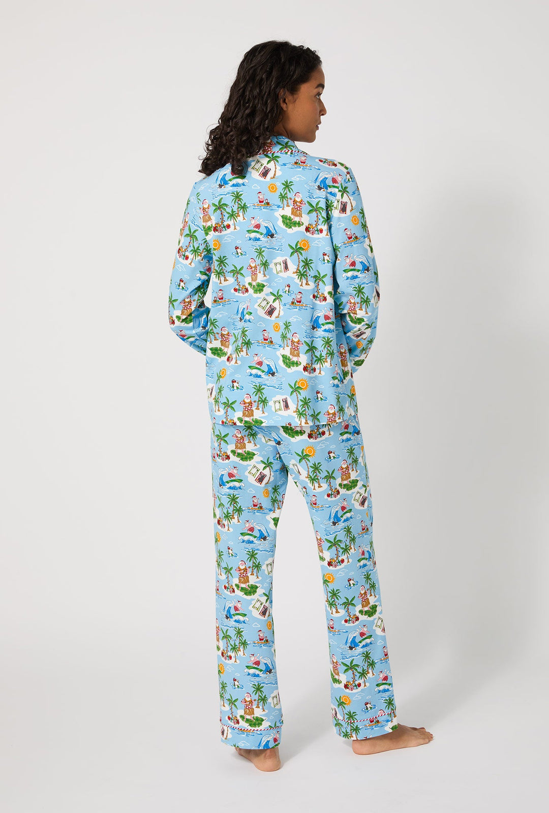 Surfin' Santa Long Sleeve Classic Stretch Jersey Pj Set