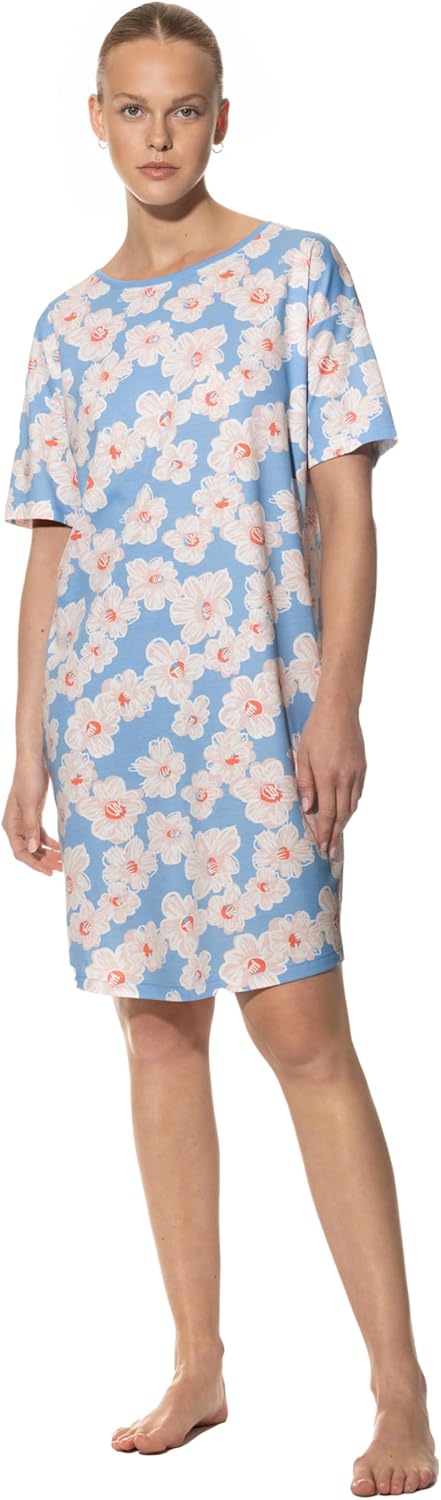 Mey Caja Women's Nightdress - Knee-Length Nightdress with Short Sleeves in Floral Print