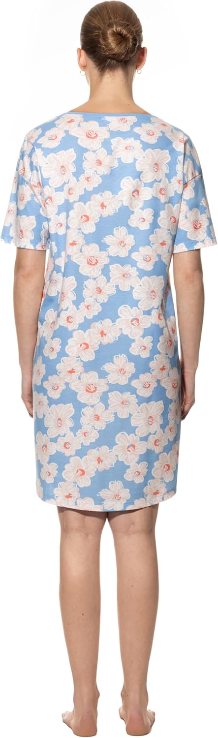 Mey Caja Women's Nightdress - Knee-Length Nightdress with Short Sleeves in Floral Print