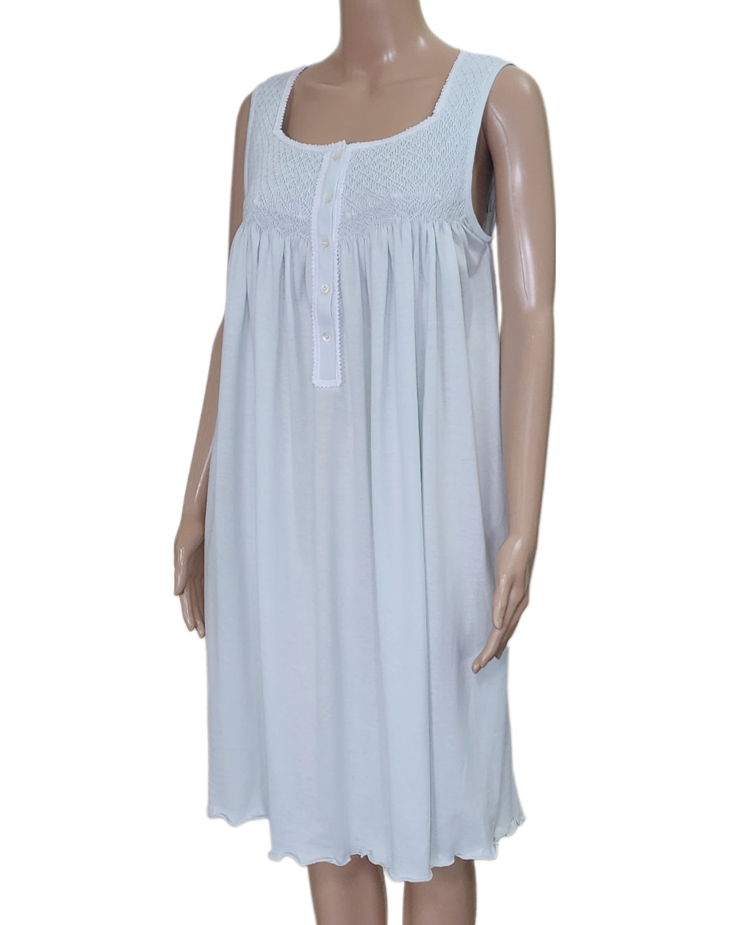 100% Pima cotton jersey nightgown with smocking