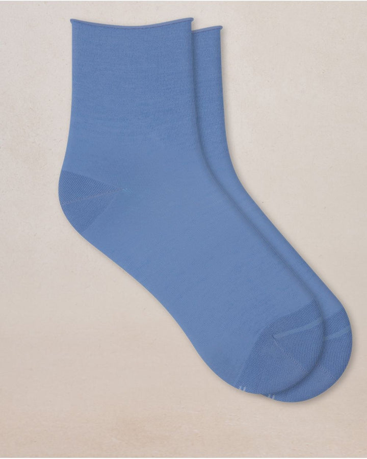 Short Velvety Cotton Socks with Rolled Edge
