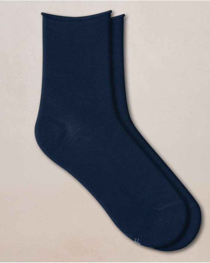 Short Velvety Cotton Socks with Rolled Edge
