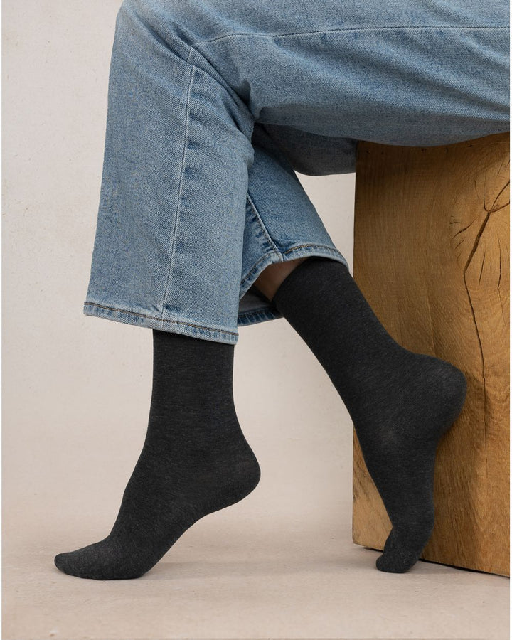 Velvety Cotton Rolled Edge Socks