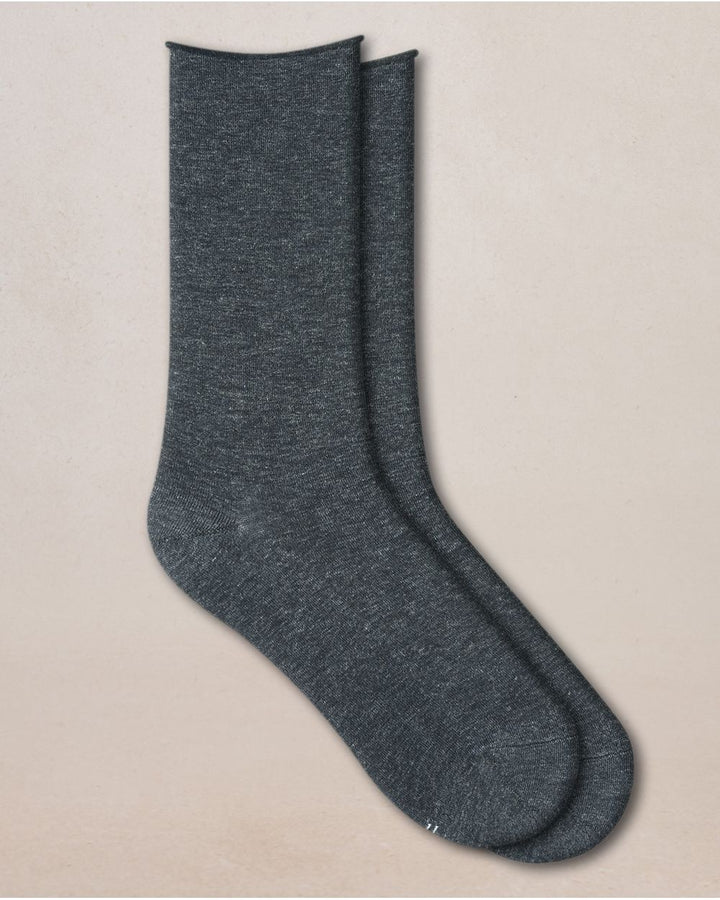 Velvety Cotton Rolled Edge Socks