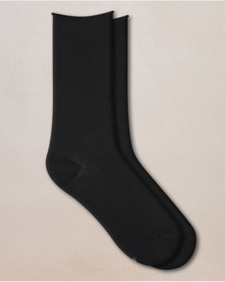 Velvety Cotton Rolled Edge Socks